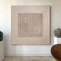 Toile abstraite faite à la main aux tons terreux, œuvre d'art 3D, décoration murale, minimaliste, peinture au plâtre Wabi Sabi, peinture à l'huile beige
