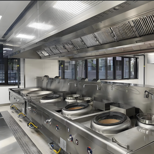 Hotte de cuisine professionnelle en acier inoxydable, type îlot, avec filtre à air frais et évent d'extraction, pour usine alimentaire - Product Image 4