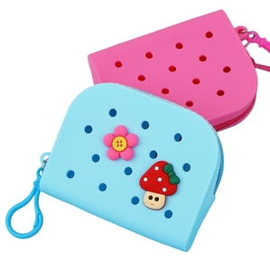 Bolsa de silicona con agujeros Diy desmontable Lindo bolso impermeable accesorios creativos para niños monedero de silicona de dibujos animados - Product Image 2