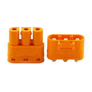 Amass LCC30PB-M Locking <b>3</b>-<b>Pin</b> <b>Connector</b>, 35A Silver-Plated Copper Vertical PCB Mount Plug for High-Performance UAVs - Product Image 1