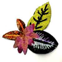 Insignes de paillettes de feuille de fleur brodés exquis patchs de sac pour femmes polyvalents avec caractéristiques d'accessoires à coudre
