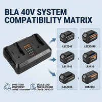 Chargeur de batterie double port BLA 40V de remplacement pour batterie d'outil électrique BLA LBX2040 LBX1540 LBX2540, usine OEM ODM