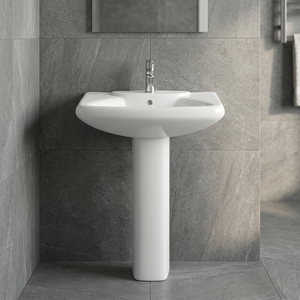 Lavabo en céramique blanche de qualité export indien avec piédestal complet, décoratif, pour salle de bain, articles sanitaires - Product Image 5