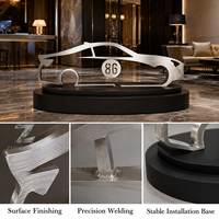 Sculpture de voiture personnalisée en acier inoxydable, artisanat métallique, finition brossée, décoration durable sur mesure pour hôtel, salle d'exposition, bureau, exposition
