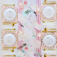 DAMAI Paas-thema feest servies set papier roze bloemen gingham vorm bord servet thee meisje verjaardag bruiloft decoratie