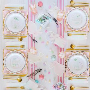 DAMAI Easter Theme Party Tableware Set With Pink Flower Gingham Shape Plate Napkin for Tea Party Girl Birthday Wedding Decor - Product Image 2