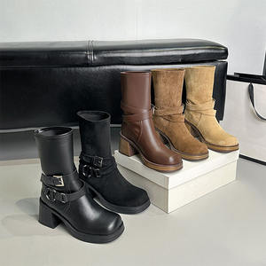 <span class=keywords><strong>Bottes</strong></span> à talon épais pour femmes en gros directement de l'usine, <span class=keywords><strong>bottes</strong></span> mi-mollet pour femmes, <span class=keywords><strong>bottes</strong></span> de créateur pour femmes - Product Image 1