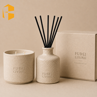 Coffret cadeau FUBEI LIVING : pot en céramique beige et diffuseur à bâtonnets pour mariage, parfum d'ambiance, aromathérapie, décoration élégante, pots à bougies