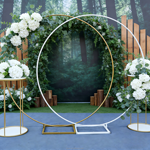 Kit de Arco de Balões para Decoração de Festas e Casamentos, Ecológico, Dourado e Branco, com Suporte de Arco Circular de Balões Metálicos - Product Image 3