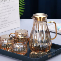 Carafe à eau en verre borosilicate OEM & ODM, pour jus et thé glacé, avec couvercle