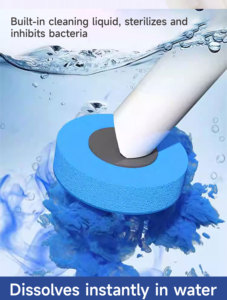 Brosse de toilette jetable Realida, brosse de nettoyage manuelle avec manche en plastique, lot de 14 recharges, brosse et gobelet pour toilettes - Product Image 3