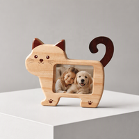 Cadre photo en bois en forme de chat avec fente encastrée pour photo, cadre chaton bicolore avec empreinte de patte, décoration de bureau pour chambre d'enfant