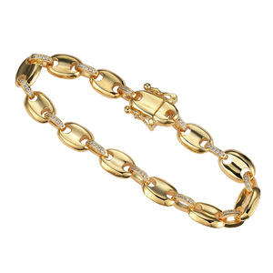 9Mm Wide <b>Copper</b> <b>Bracelet</b>, Hip-hop <b>Copper</b> Pig Nose <b>Bracelet</b> Full of Zirconium Coffee Beans Tanjing Fashion Lijing Necklace - Product Image 4