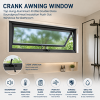 Ventana Abatible de Aluminio con Vidrio Esmerilado Resistente a la Humedad para Baño, Fácil Mantenimiento, Resistente a la Corrosión