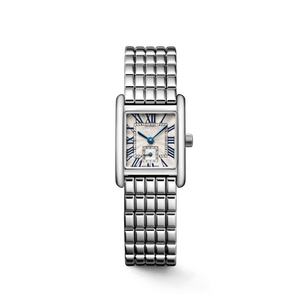 นาฬิกาข้อมือสตรีวินเทจทรงสี่เหลี่ยมผืนผ้า หน้าปัดแสดงวินาทีขนาดเล็ก ตัวเลขโรมัน สายสแตนเลส สตีล ระบบควอตซ์แม่นยำ ยี่ห้อ Longinesing - Product Image 1