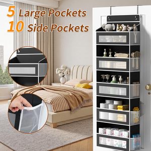 ที่เก็บของแบบแขวนประตู 5 ชั้น 10 ช่อง ขนาด 33x15x85 ซม. ผ้าไม่ทอ แบบตะขอเกี่ยว สำหรับจัดระเบียบหลังประตู - Product Image 2