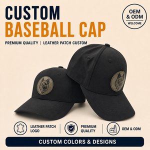 High Density 6 Panel Solid Color <b>Baseball</b> <b>Cap</b> Custom Leather Patch Low MOQ OEM Robust Durable Material Sustainable Apparel Piece - Product Image 1