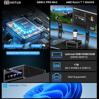 GEM12+ Pro Mini PC AMD Ryzen 7 8845HS hingga 5.1GHz Radeon 780M Dukungan Oculink GPU Eksternal Dual Channel DDR5 5600MHz