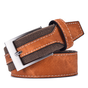 Muestras Disponibles, Cinturón de Lona Marrón con Parches de Aleación de Buena Calidad para Hombre, Cinturones de Diseño para Ropa de Trabajo, Regalos Corporativos, Vestidos de Oficina - Product Image 5
