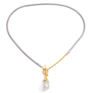 Collar con Colgante de Perla de Acero Inoxidable, Forma de Lágrima, Perla de Imitación, Cadena para Suéter de Mujer, Joyería de Regalo - Product Image 5