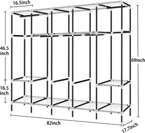 <span class=keywords><strong>Armario</strong></span> de Dormitorio Portátil Grande de 82 Pulgadas, 5 Áreas para Colgar, 10 Estantes de Almacenamiento, Plegable y Fácil de Montar - Product Image 4