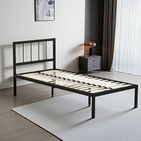 Cadre de lit en métal pleine grandeur avec sommier à lattes et tiroir de rangement, base plateforme pour chambre familiale compacte
