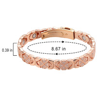 Bracelet magnétique en cuivre rouge pur à 99,9 %, trèfle à quatre feuilles, cristal, aimant néodyme, bracelet bien-être pour femmes, OEM ODM