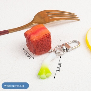 Portachiavi in PVC a forma di cibo simulato: frutta, verdura, carne. Combinazione fai-da-te, ciondolo per zaino studentesco, giocattolo alimentare in miniatura. - Product Image 6