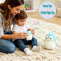 2 Jouets en peluche moelleux en forme de pingouin pour soulager le stress, pour enfants et adultes, mini prix de classe, cadeau de fête (bleu/rose)