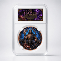 Pièce de monnaie en cuivre pur 999 de 1 oz, série Mythologie Grecque, emballage premium, boîte acrylique, édition collector en relief coloré, cadeau