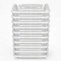 Boîte alimentaire rectangulaire moderne en PP transparent de qualité alimentaire, moulée par injection, avec couvercle, micro-ondable, sans BPA, jetable, avec logo personnalisé, 500 ml