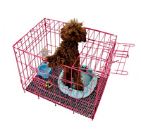 Cage pour chien pliable robuste de haute qualité avec cadre en fer, fermeture à bouton-pression, double porte, plateau en plastique thermolaqué, Easy Box