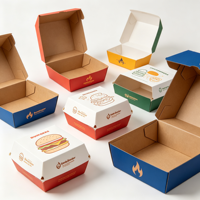 Boîte à hamburger en carton blanc biodégradable et écologique, résistante, avec logo personnalisé en relief, emballage alimentaire jetable résistant à la graisse