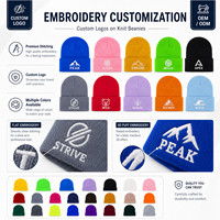 Bonnet tricoté côtelé personnalisé avec logo, 30 couleurs, OEM, marque privée, vente en gros