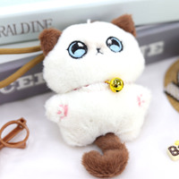 Jandudu A-10 14cm Peluche en tissu doux 3D en forme de chat de dessin animé avec rembourrage en coton PP, pendentif porte-clés