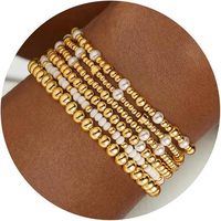Ensemble de bracelets à perles CCBGold, cadeau de Noël pour filles, plaqué or, turquoise, croix, perles rondes, bracelet extensible en perles