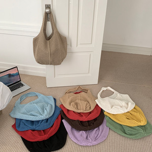 <span class=keywords><strong>Sac</strong></span> fourre-tout portable en tricot, grande capacité, tissé au crochet, ajouré, en maille, pour le shopping et les vacances - Product Image 6