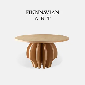 أثاث FINNNAVIANART بتصميم إسكندنافي من الخشب الصلب للمنزل طقم طاولات طعام مستديرة مع كراسي