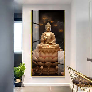 HUAMIAO New Design <strong>Buddha</strong> on Lotus Wall Picture Crystal Porcelain <strong>Painting</strong> Modern <strong>Buddha</strong> Portrait Wall Art <strong>Painting</strong> Home Decor - Product Image 1