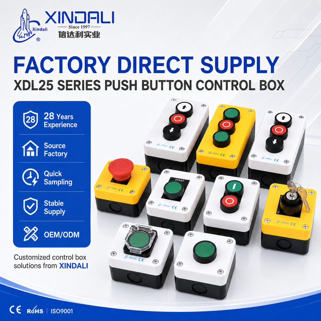 Dustproof Indoor Start Stop Push Button Control Box 22mm Plastic Control Station