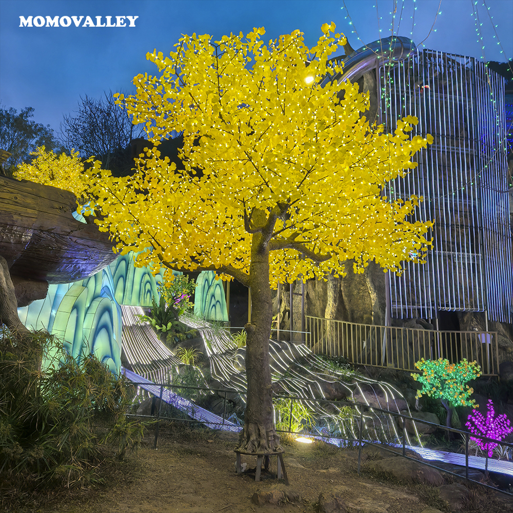 Momovalley Simulated Park Landscape Outdoor Waterproof LED Ginkgo Tree Lighting Sculpture Event Christmas Holiday Decoration