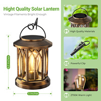 Lampes solaires de jardin vintage IP65, étanches, bronze, ampoule LED, lanterne solaire, capteur de lumière, contrôle de la luminosité, pour jardin, patio
