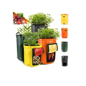 pot bunga plastik tas Suppliers-Kantong Tanaman Plastik PE Warna-warni, 7 Galon Warna-warni, Pot Bunga Plastik, Kantung Tumbuh Tanaman Taman