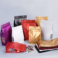 Speisequalität Nuss-Aufbewahrungsbeutel Großhandel Lager flacher Boden Standbeutel wiederverschließbare mattschwarze Kunststoffverpackung Reißverschluss-Mylar-Beutel