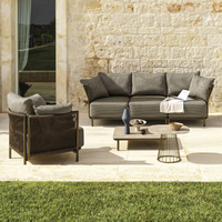 Ensemble de mobilier d'extérieur pour hôtels et resorts : canapé de loisirs, table basse en alliage d'aluminium pour patio, jardin, balcon, et mobilier de villa en corde tressée