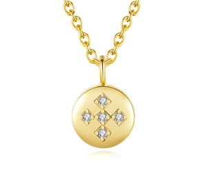 สร้อยคอผู้หญิงเงินแท้ S925 สร้อยคอจี้ทรงกลมสีทองเรียบง่ายและลำลอง เครื่องประดับที่สวยงาม - Product Image 1