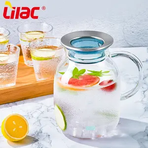 Lilac BSCI SGS Lfgb 1500ml 2000ml bán buôn chịu nhiệt tái chế thủy tinh borosilicate uống nước trái cây chai Jug