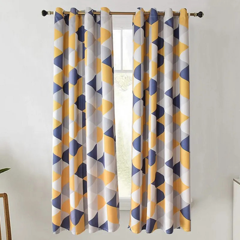 hot sale European Hot Sale Blackout Curtains Diamond Printed Sun Shade Blackout Curtain for the Living Room Drapes