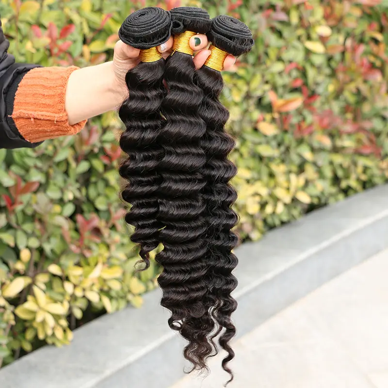 Mèches de cheveux humains indiens et péruviens de haute qualité, qualité supérieure, couleur 1b, trame brute à vague profonde, en vrac par kg, pour femmes