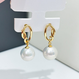 S925 Silver DIY Pearl Accessories Empty Tray with 9-13mm Round Beads <b>Fashion</b> <b>Drop</b> <b>Earrings</b> 22275 - Product Image 1